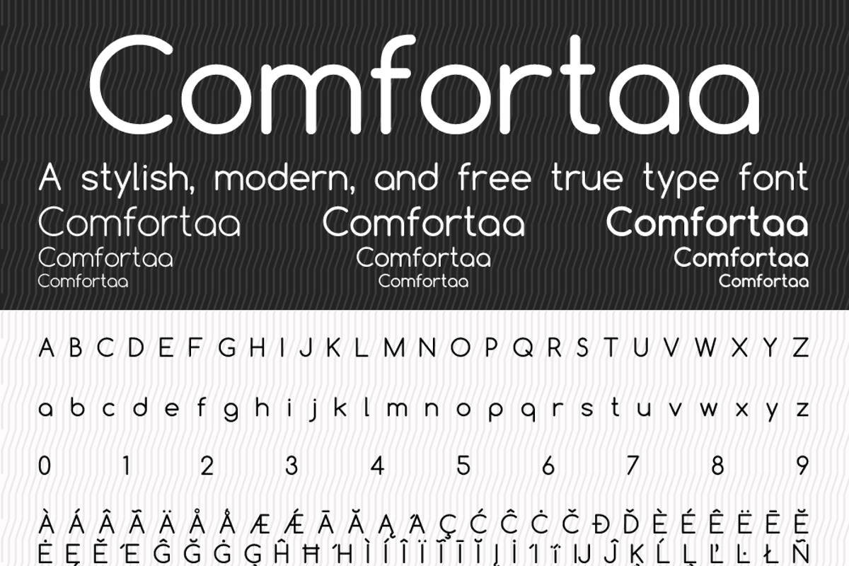 Comfortaa là một font chữ tròn sans-serif hình học , được thiết kế dành cho các kích cỡ lớn