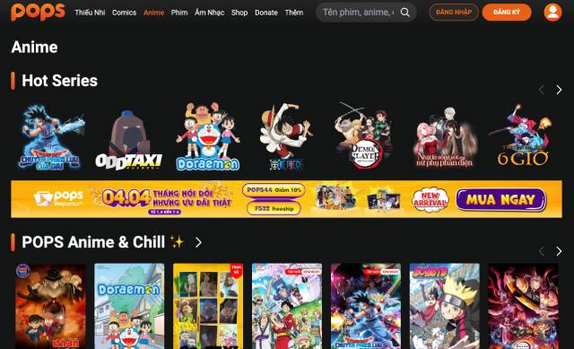 Trang web xem anime hay - Pops.vn